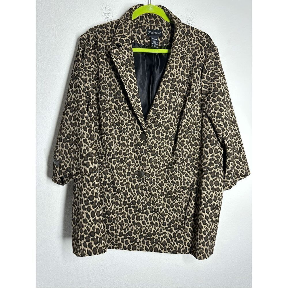 Maggie Barnes Leopard Print Blazer Womens Plus Size 1X 18-20W Jacket Button Up